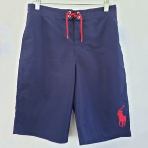 POLO Ralph Lauren Swim Trunks Big Boys XL 18/20 Dark Blue with Red Big Logo
